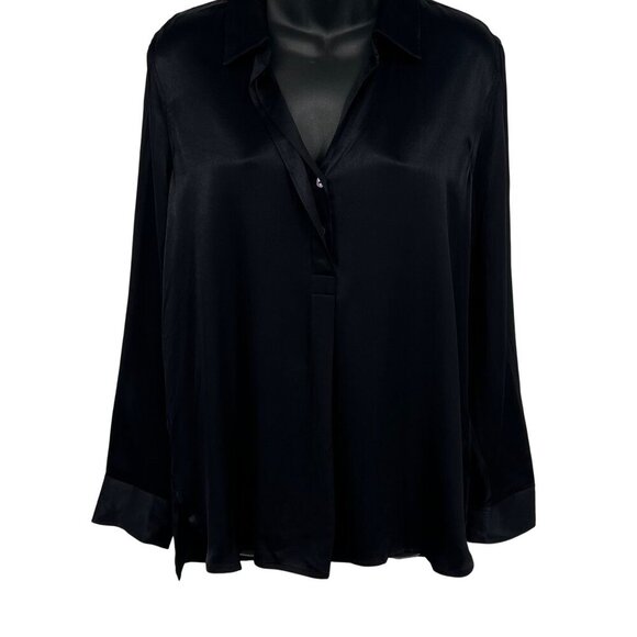 Rails Nissa Black Long Sleeve Blouse Rayon Women Size Medium M Cross Front New - Picture 1 of 10